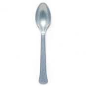 Plastic lepels zilver 24 stuks