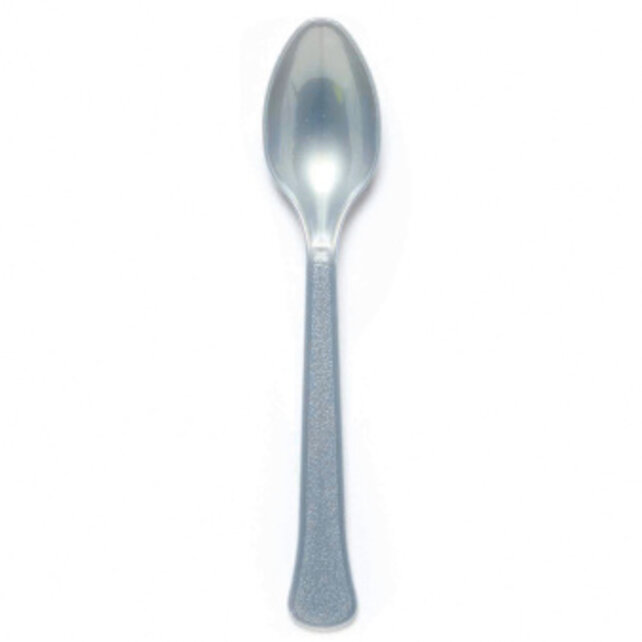 Plastic lepels zilver 24 stuks