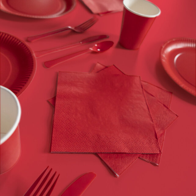 Papieren servetten rood 20 stuks 33x33cm