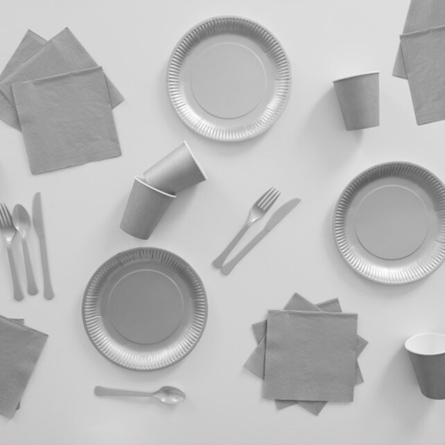 Papieren servetten zilver 20 stuks 33x33cm