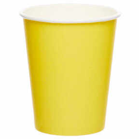 Papieren bekers geel 8 stuks