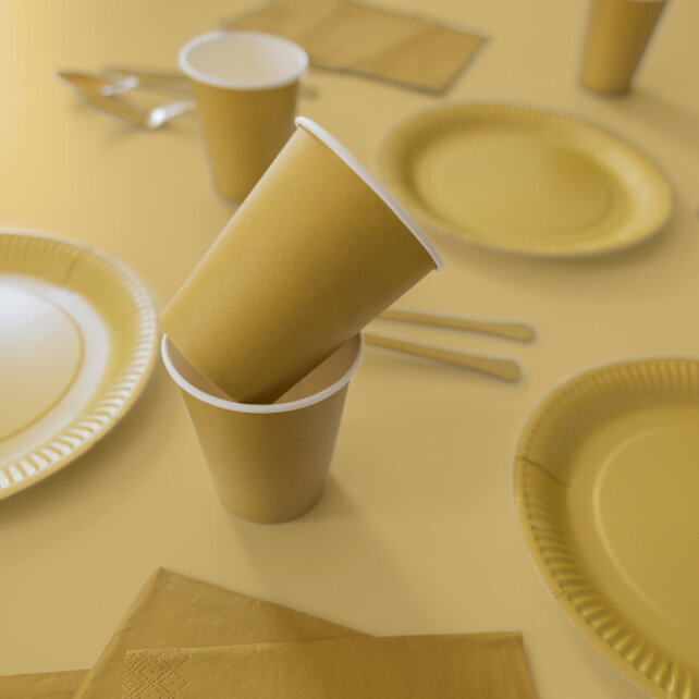 Papieren bekers goud 8 stuks