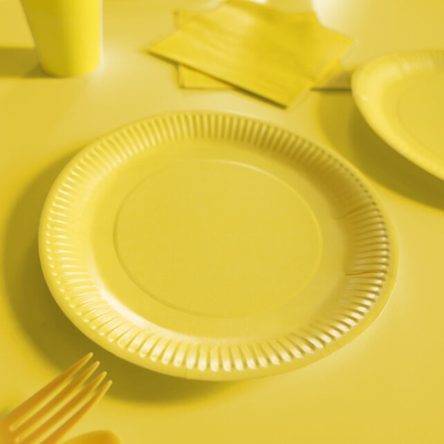Papieren borden geel 23cm 8 stuks