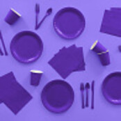 Plastic bestek paars mes en vork 24 stuks