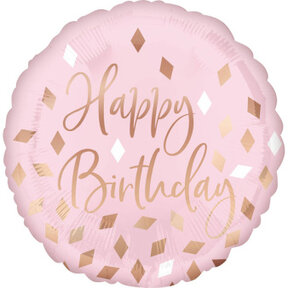 Happy Birthday folieballon blush roze 43cm