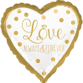 Love Always & Forever Sparkling Gold folieballon hart 43cm
