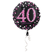 Folieballon Sparkling Pink 40 jaar 43 cm – Elegante decoratie voor een feestelijke 40e verjaardag