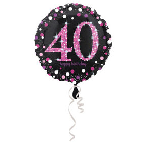 Folieballon Sparkling Pink 40 jaar 43cm