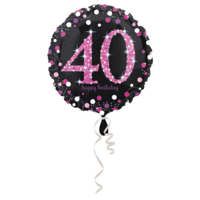 Folieballon Sparkling Pink 40 jaar 43 cm – Elegante decoratie voor een feestelijke 40e verjaardag