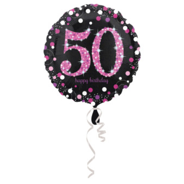 Folieballon Sparkling Pink 50 jaar 43 cm – Elegante decoratie voor een feestelijke 50e verjaardag