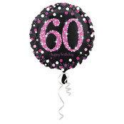 Folieballon Sparkling Pink 60 jaar 43 cm – Elegante decoratie voor een feestelijke 60e verjaardag