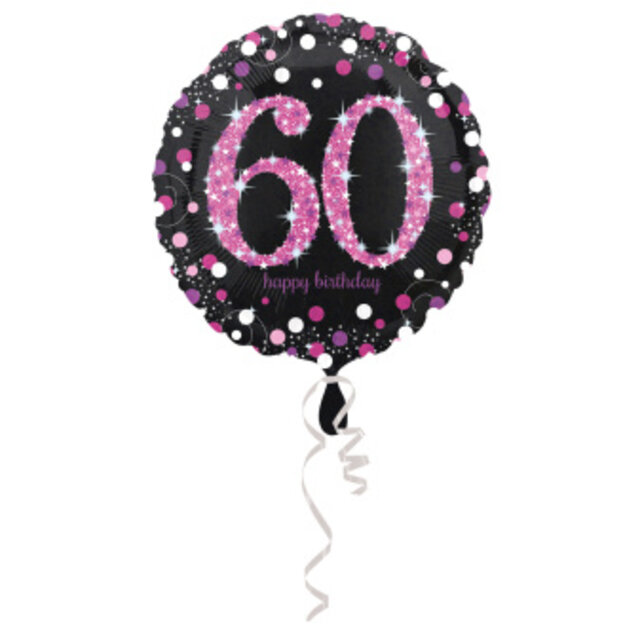 Folieballon Sparkling Pink 60 jaar 43 cm – Elegante decoratie voor een feestelijke 60e verjaardag