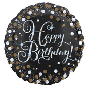 Folieballon Sparkling Gold Happy Birthday 43 cm – Elegante decoratie voor een sprankelend verjaardagsfeest