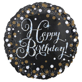 Folieballon Sparkling Gold Happy Birthday 43cm