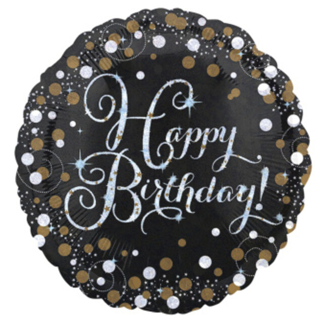Folieballon Sparkling Gold Happy Birthday 43 cm – Elegante decoratie voor een sprankelend verjaardagsfeest