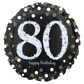 Folieballon Sparkling Gold 80 jaar 43cm