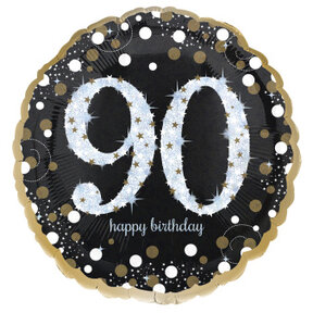 Folieballon Sparkling Gold 90 jaar 43cm