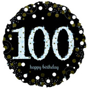 Folieballon Sparkling Gold 100 jaar 43 cm – Stijlvolle decoratie voor een bijzondere mijlpaal
