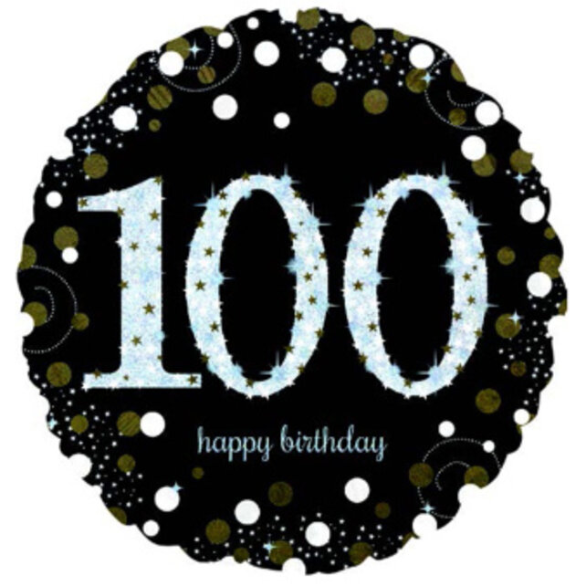 Folieballon Sparkling Gold 100 jaar 43 cm – Stijlvolle decoratie voor een bijzondere mijlpaal