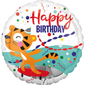 Happy Birthday tijger folieballon 43cm