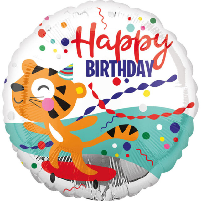 Happy Birthday tijger folieballon 43cm