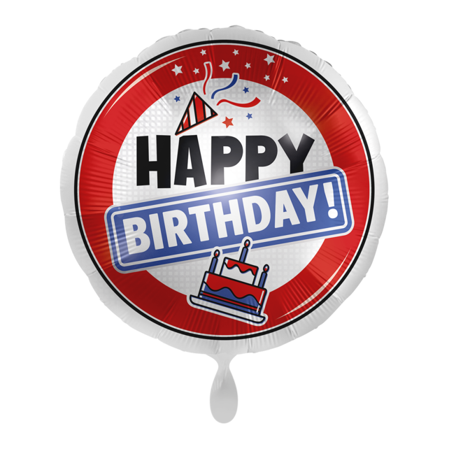 Verkeersbord Folieballon Happy Birthday 43cm