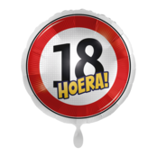 Verkeersbord Folieballon Hoera 18 jaar 43cm
