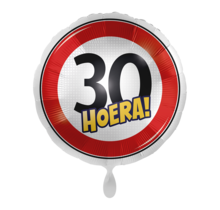 Verkeersbord Folieballon Hoera 30 jaar 43cm