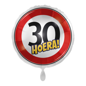 Verkeersbord Folieballon Hoera 30 jaar 43cm