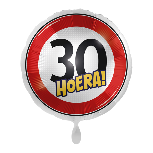 Verkeersbord Folieballon Hoera 30 jaar 43cm