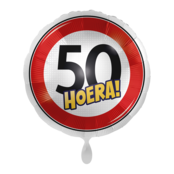Verkeersbord Folieballon Hoera 50 jaar 43cm