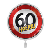 Verkeersbord Folieballon Hoera 60 jaar 43cm Verkeersbord Folieballon Hoera 60 jaar 43cm