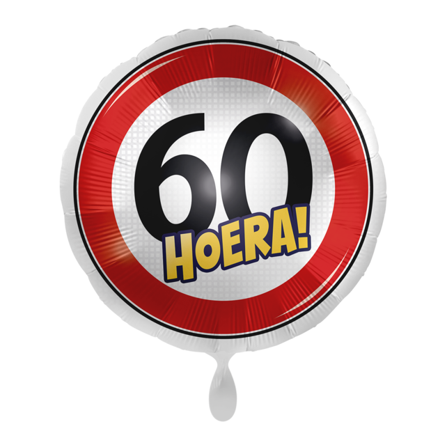 Verkeersbord Folieballon Hoera 60 jaar 43cm Verkeersbord Folieballon Hoera 60 jaar 43cm