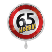Verkeersbord Folieballon Hoera 65 jaar 43cm Verkeersbord Folieballon Hoera 65 jaar 43cm