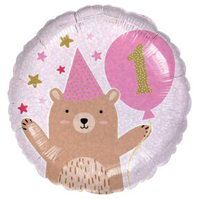 Folieballon 1ste verjaardag meisje roze