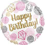 Folieballon Happy Birthday Juwelen 43cm
