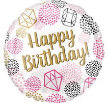 Folieballon Happy Birthday Juwelen 43cm