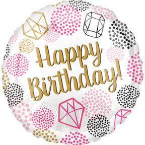 Folieballon Happy Birthday Juwelen 43cm