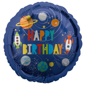 Happy Birthday folieballon ruimte 43cm