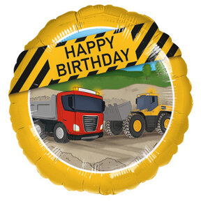 Vrachtwagen folieballon met bouwthema 43cm