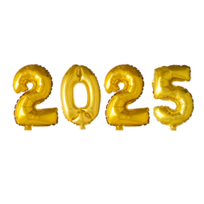 Folieballonnen 2025 goud 66cm met 6 gratis ballonnen