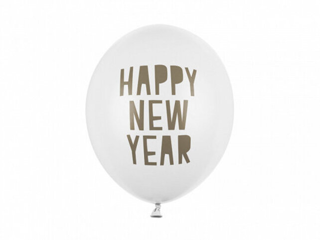 Folieballoncijfers roségoud 2025 & Happy New Year letters 41cm met vlaggenlijn roségoud incl. gratis 6 ballonnen