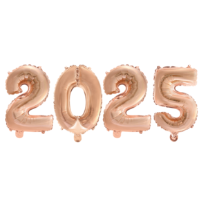 Folieballonnen 2025 roségoud met 6 gratis ballonnen