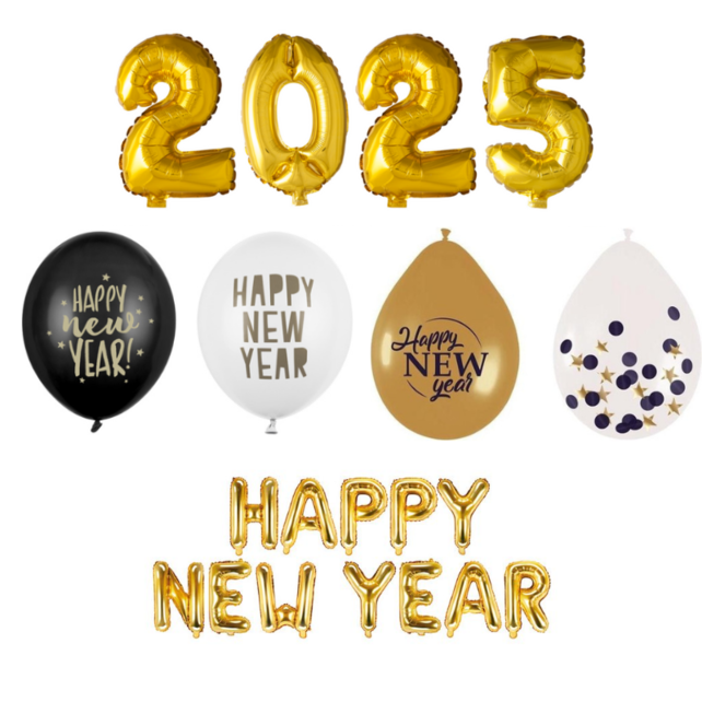 Happy New Year versiering Pakket Ballonnen | Oud & Nieuw versiering Pakket Ballonnen
