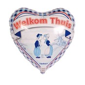 Welkom Thuis folieballon Delfts Blauw hartvormig 45 cm voor feestelijke decoratie