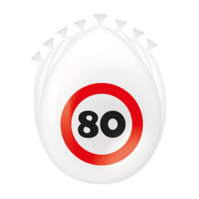 80 Jaar Verkeersbord Ballonnen - 8 stuks