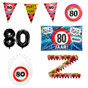 80 jaar verjaardag versiering pakket verkeersbord incl. Gevelvlag