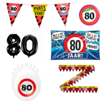 80 jaar verjaardag versiering pakket verkeersbord incl. Gevelvlag