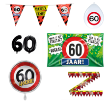 60 jaar verjaardag versiering pakket verkeersbord incl. Gevelvlag