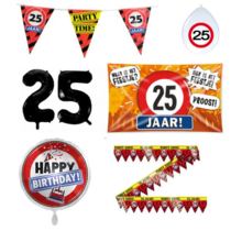 25 jaar verjaardag versiering pakket verkeersbord incl. Gevelvlag